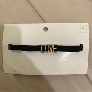Black “LOVE” Velvet Choker With Gold Accents